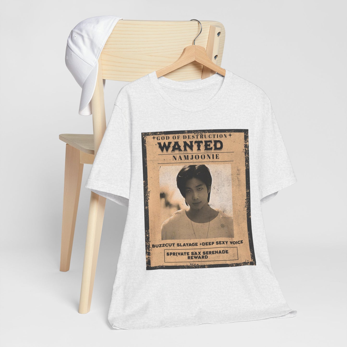T-Shirt — Vintage 'Wanted: Namjoonie' Photo Tee (K-Pop Fan Poster Style)