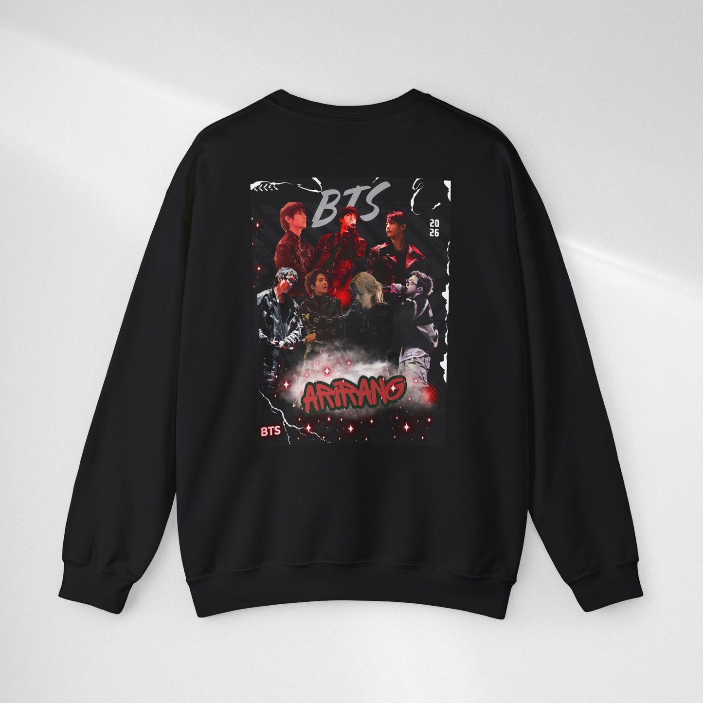 BTS Graphic Crewneck Sweatshirt – Red & Black Band Photo Design