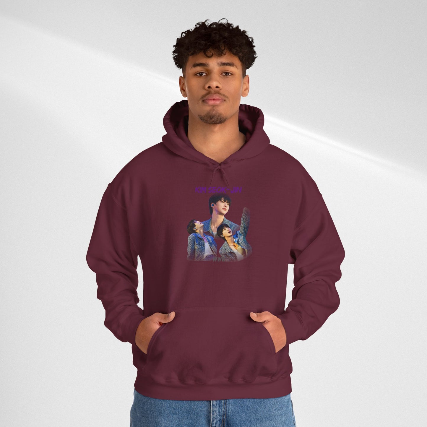 JIN Graphic Hoodie — Artistic Three-Image Portrait Design
