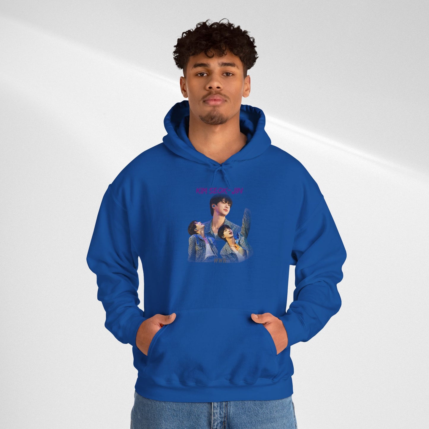 JIN Graphic Hoodie — Artistic Three-Image Portrait Design