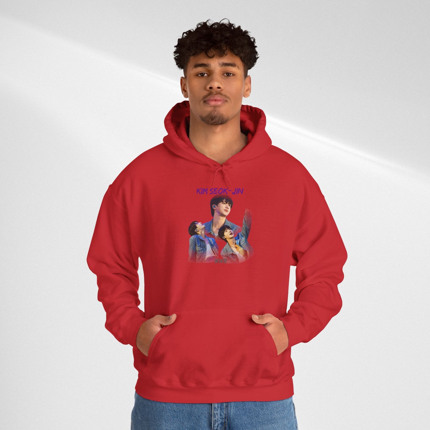 JIN Graphic Hoodie — Artistic Three-Image Portrait Design