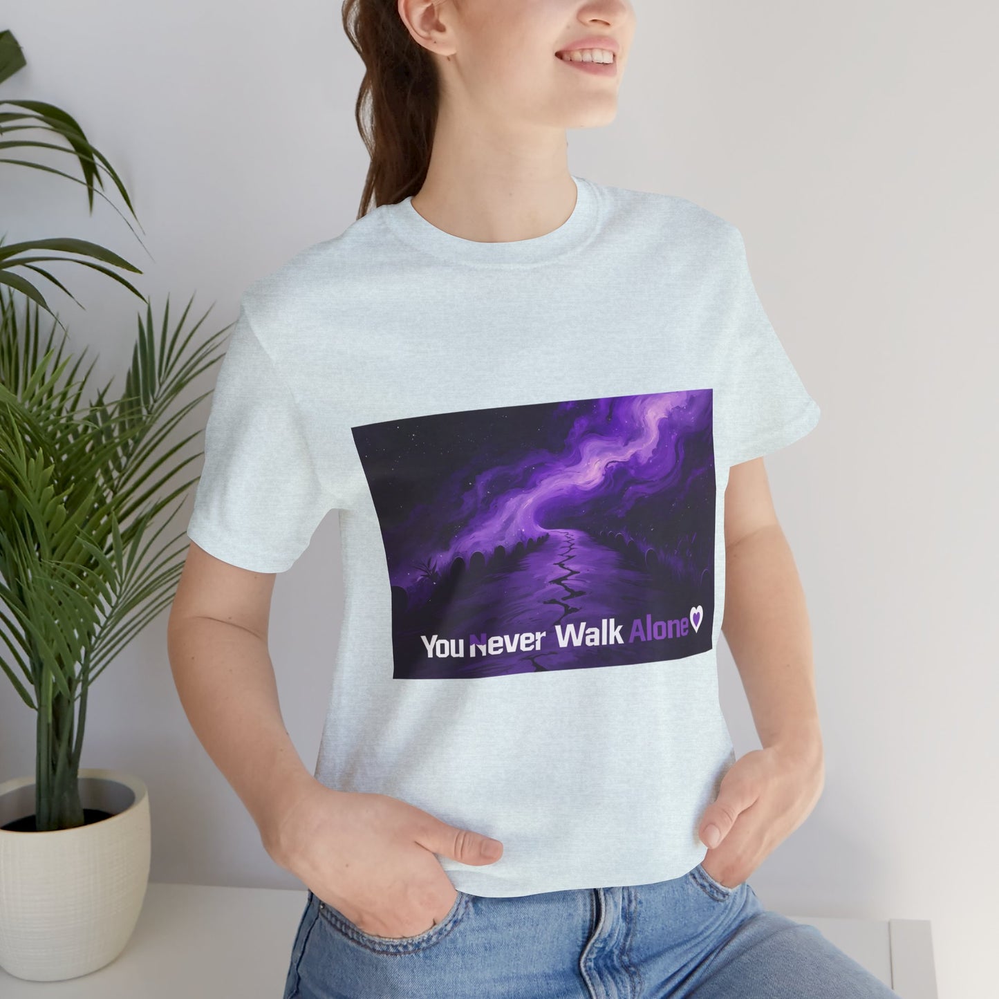 You Never Walk Alone Tee — Purple Night Stairway Graphic T‑Shirt