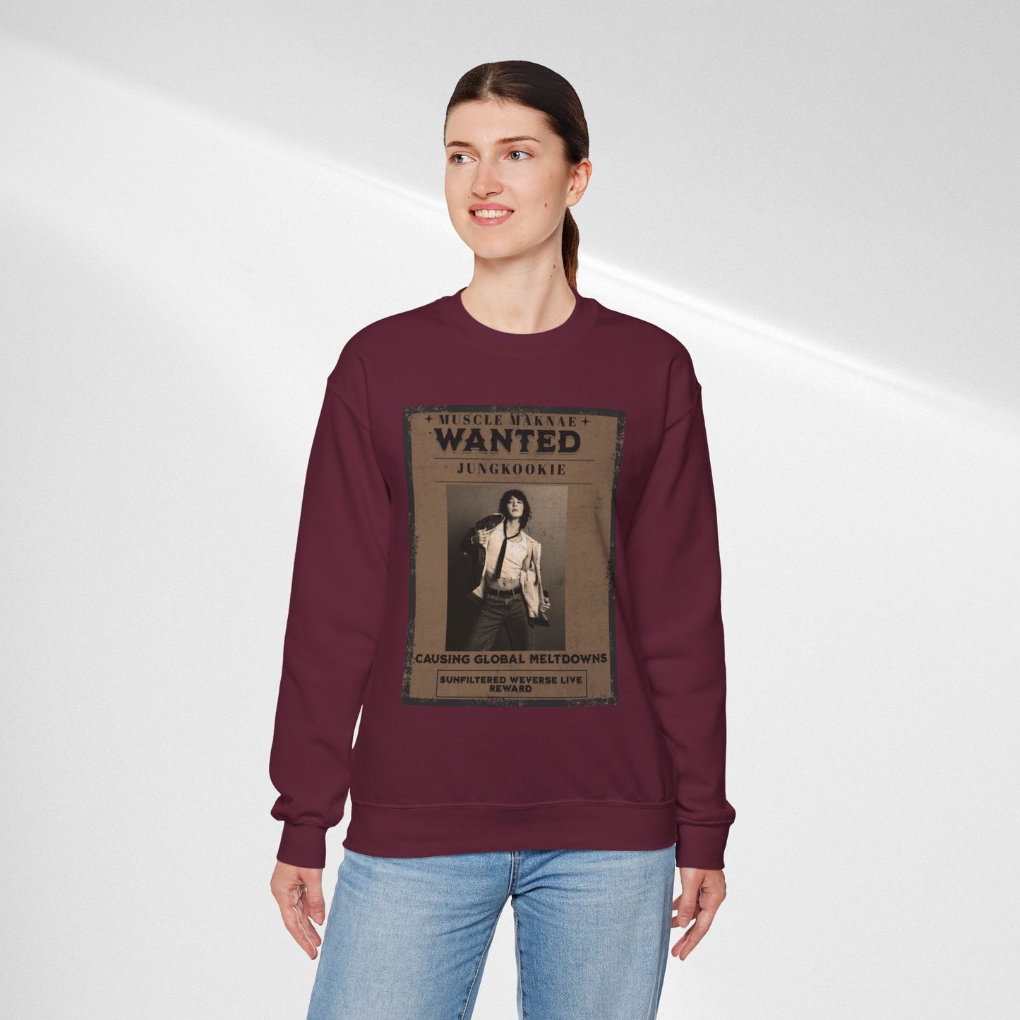 Crewneck Sweatshirt — Vintage JK'Wanted' Poster Graphic