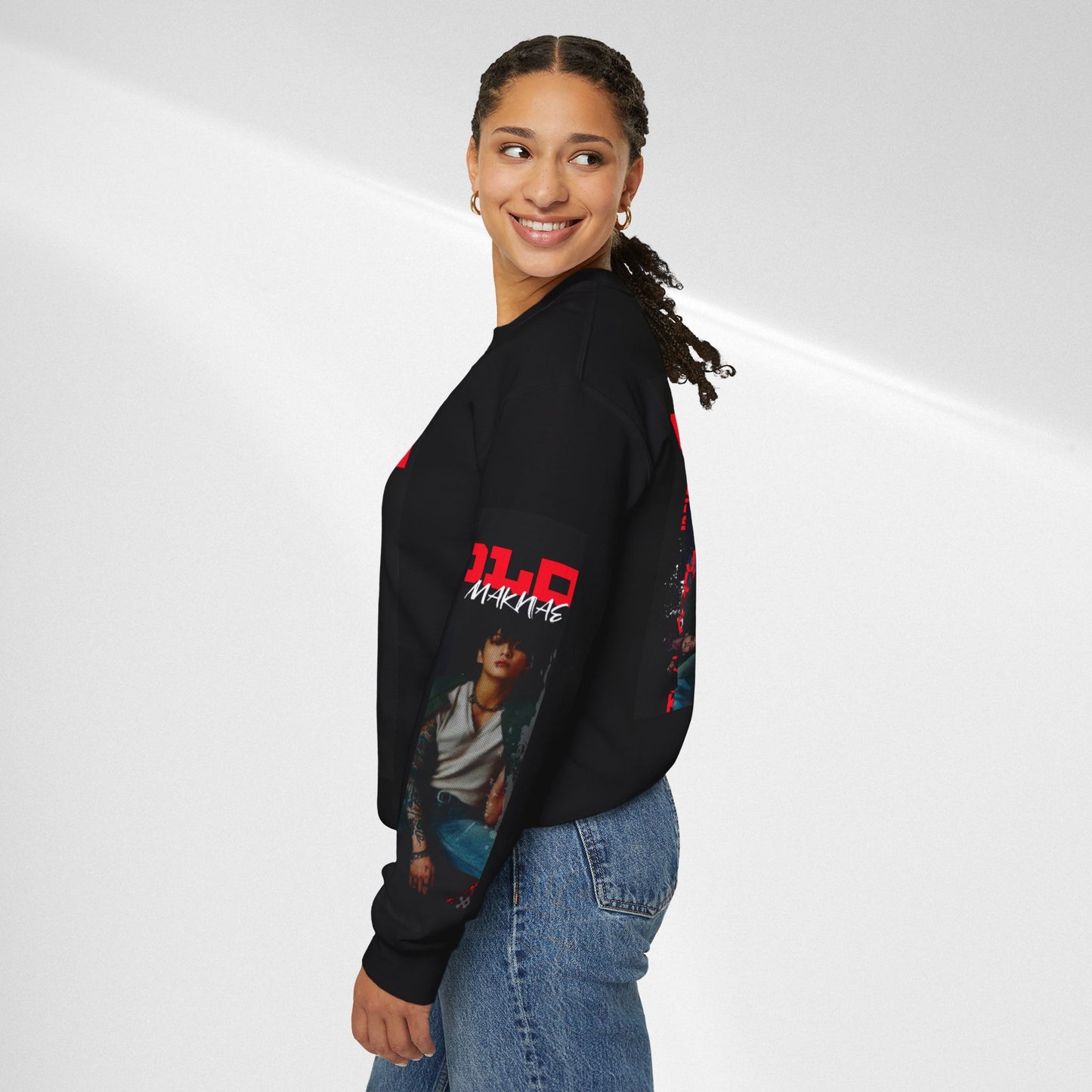 JK Golden Making Crewneck Sweatshirt — Retro K-Pop Photo Graphic