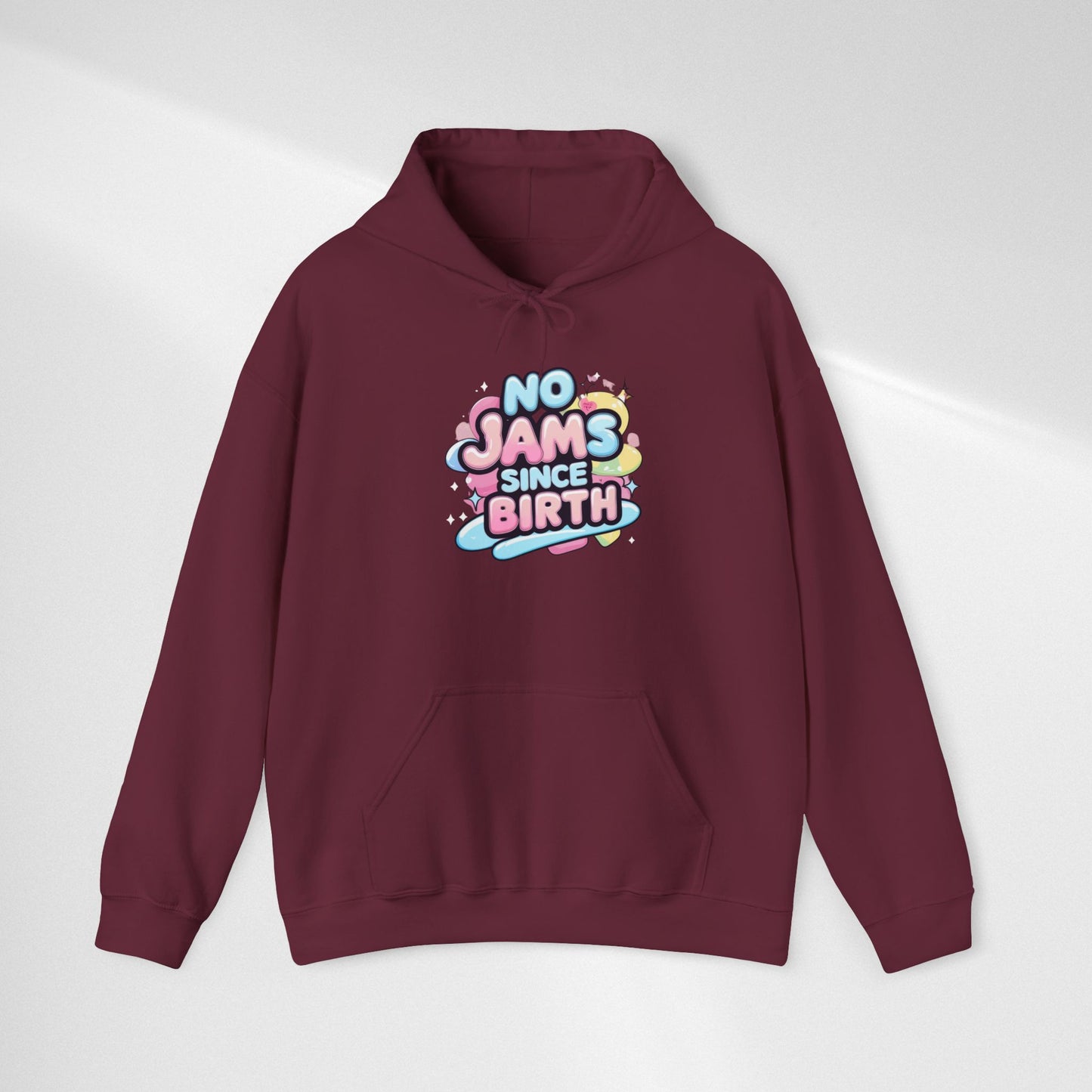 Hoodie — "No Jams Since Birth" Cute Kawaii Graphic Pullover