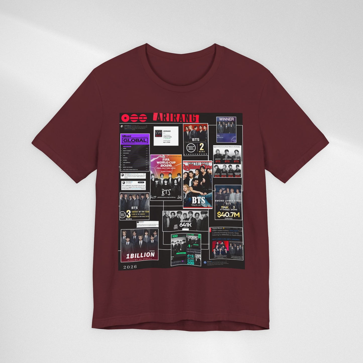 BTS  ARIRANG Collage Graphic Tee — K‑Pop Fan Tribute Shirt