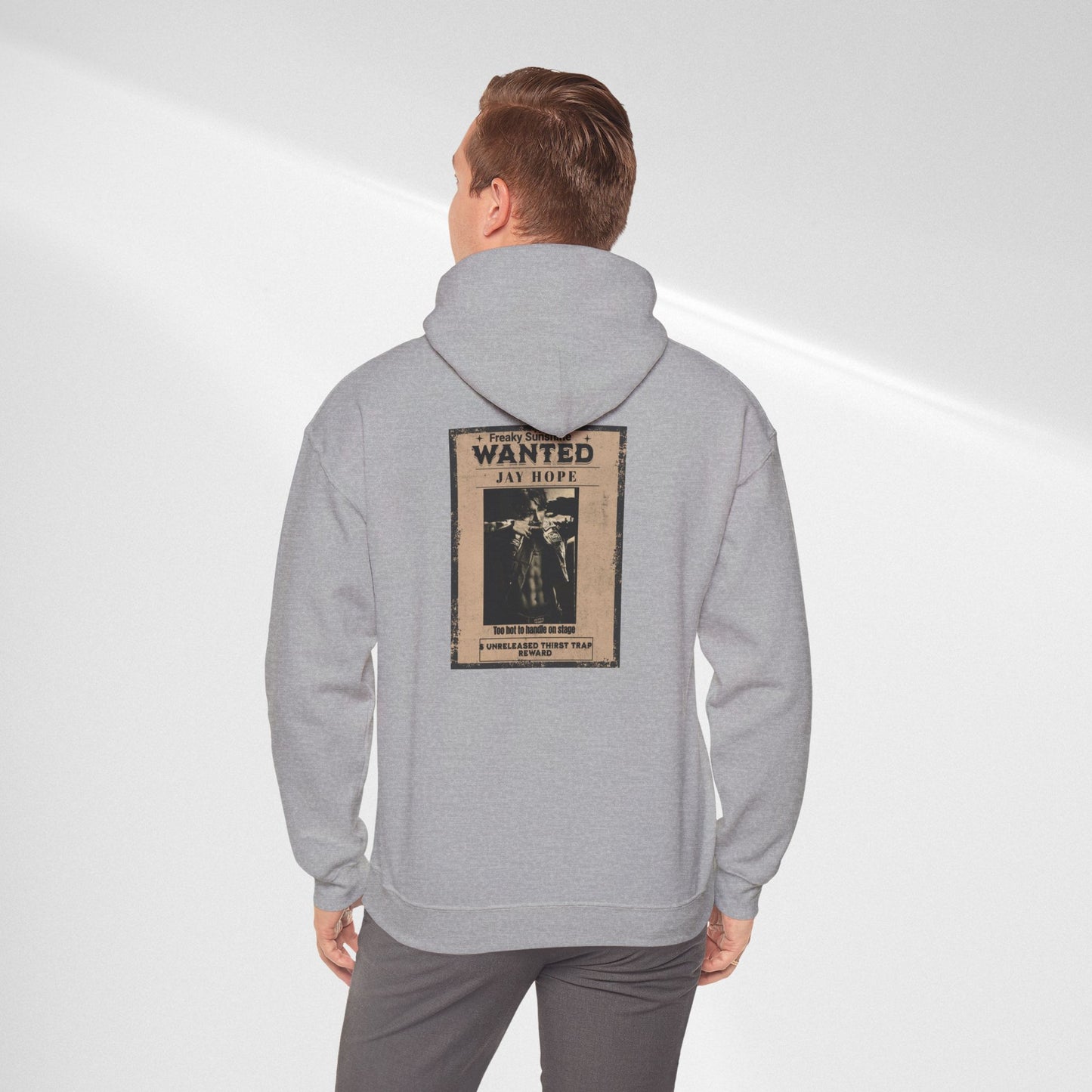 Hoodie - Vintage JHOPE 'WANTED' Poster Graphic Hooded Sweatshirt