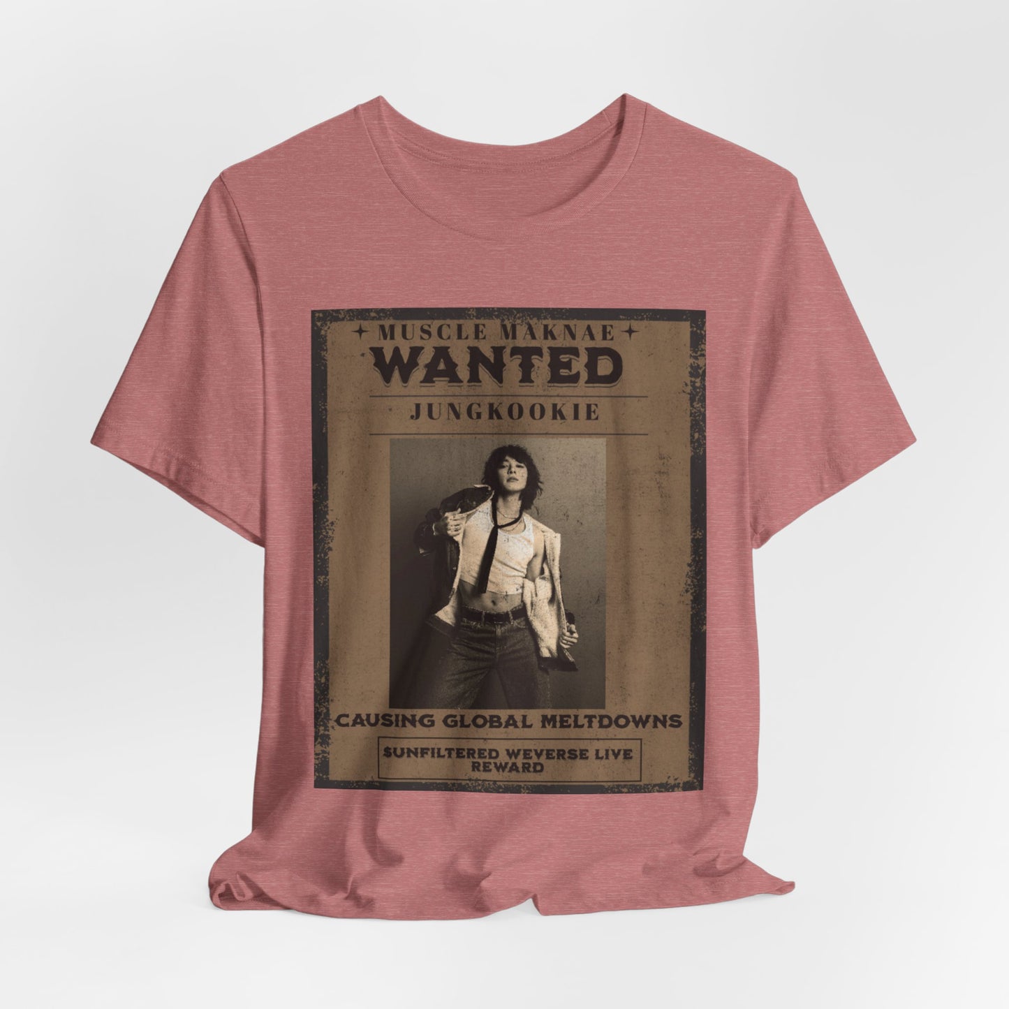 Wanted Poster Tee — 'Jungkook: Causing Global Meltdowns' Vintage K-Pop T-Shirt