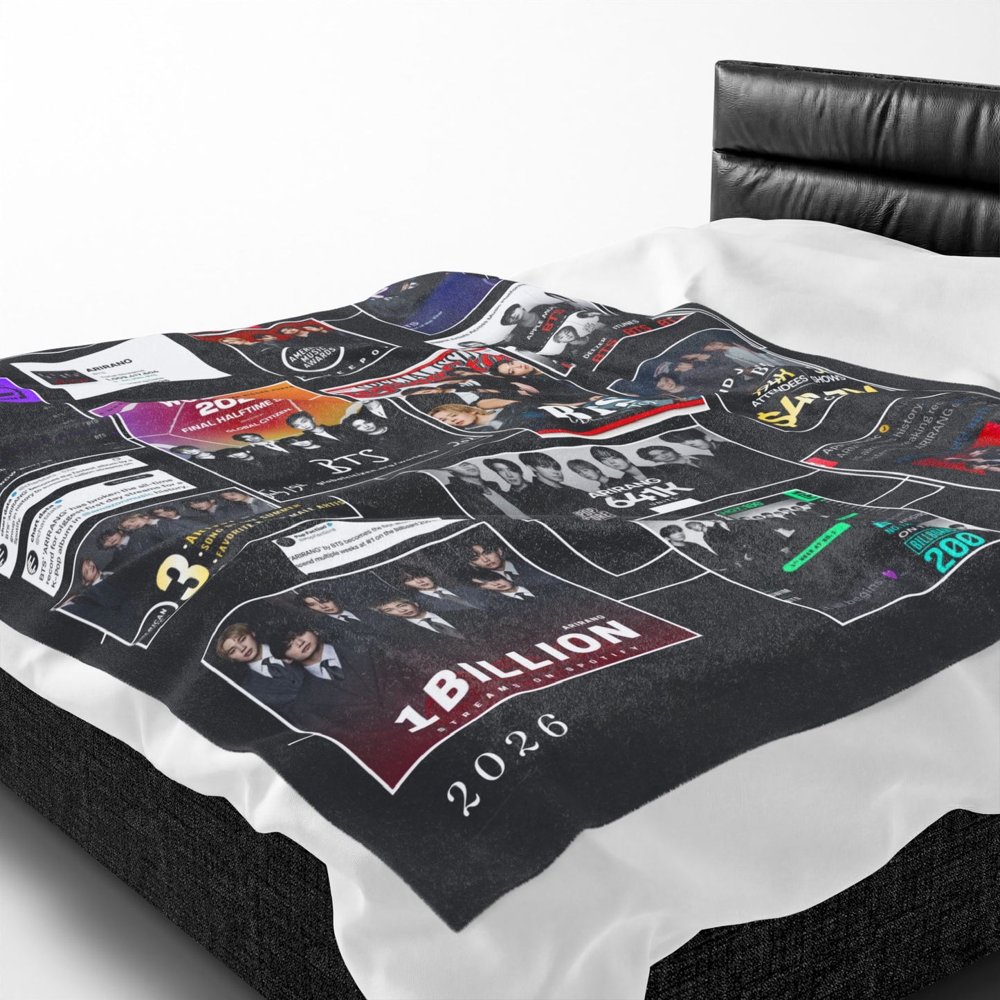 BTS ARIRANG Collage Velveteen Plush Blanket — K-Pop Fan Merchandise