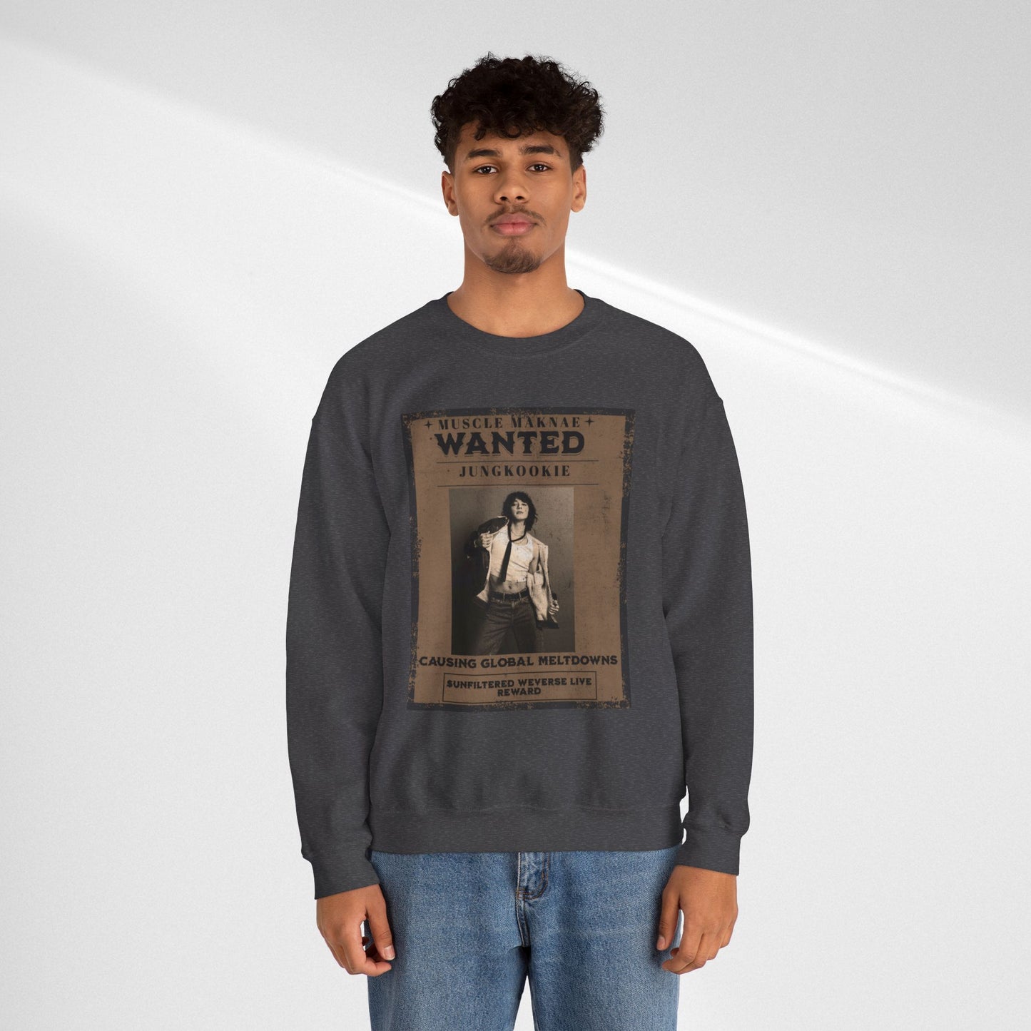 Crewneck Sweatshirt — Vintage JK'Wanted' Poster Graphic