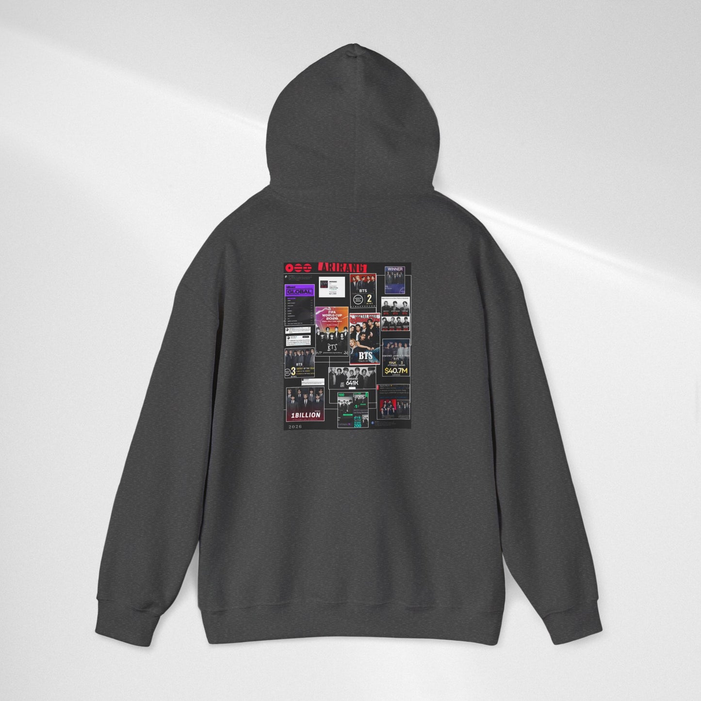 BTS ARIRANG Band Poster Collage Hoodie — Vintage Gig Tour Graphic Sweatshirt