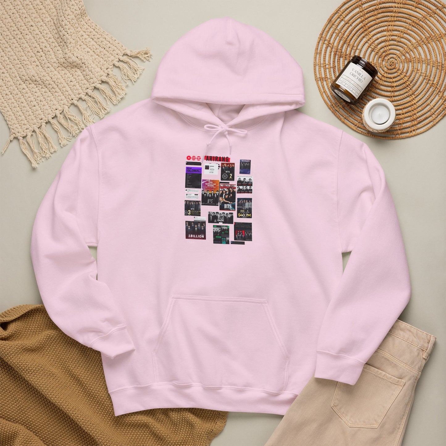 BTS ARIRANG Band Poster Collage Hoodie — Vintage Gig Tour Graphic Sweatshirt