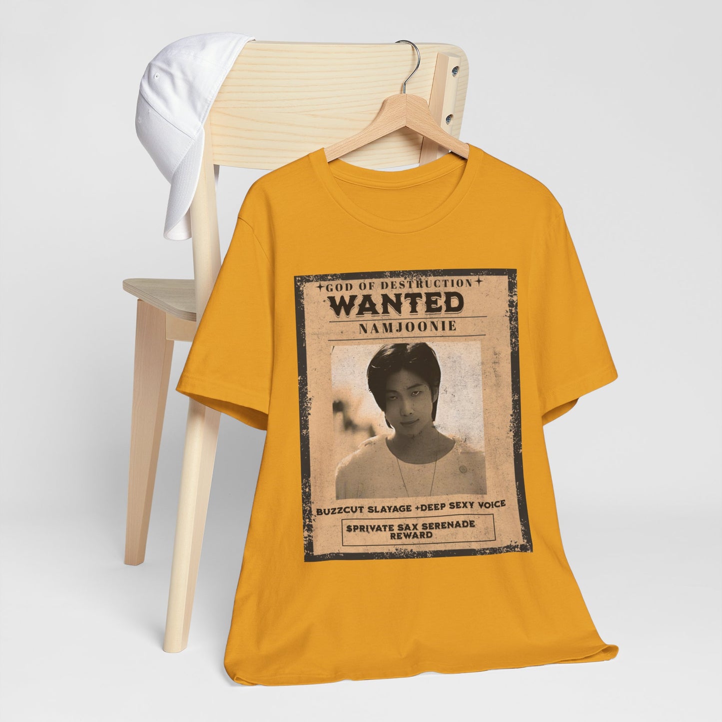 T-Shirt — Vintage 'Wanted: Namjoonie' Photo Tee (K-Pop Fan Poster Style)