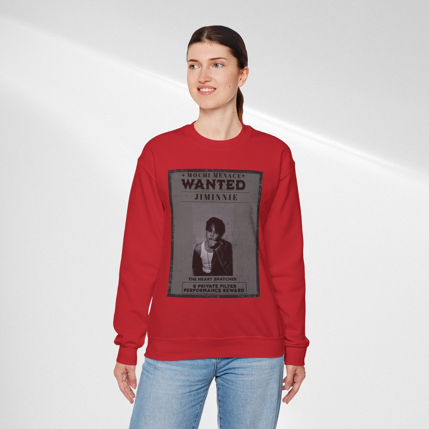 Wanted Poster Crewneck Sweatshirt – 'Wanted Jiminie' Vintage K-Pop Graphic
