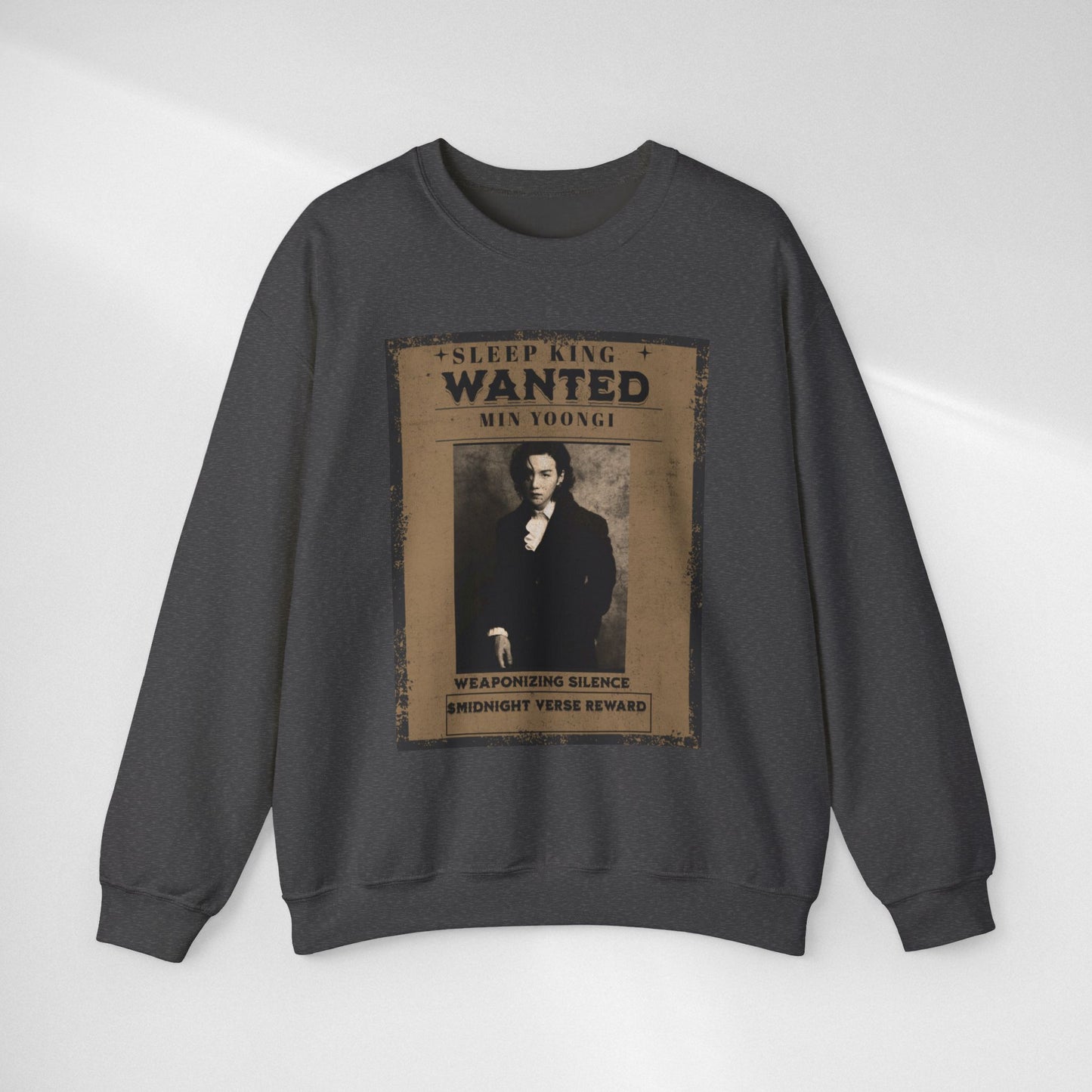 Crewneck Sweatshirt "Wanted: Min Yoongi" Vintage Poster BTS Suga Fan Apparel