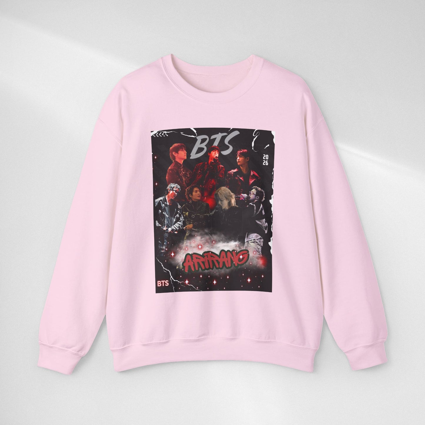 BTS Graphic Crewneck Sweatshirt – Red & Black Band Photo Design