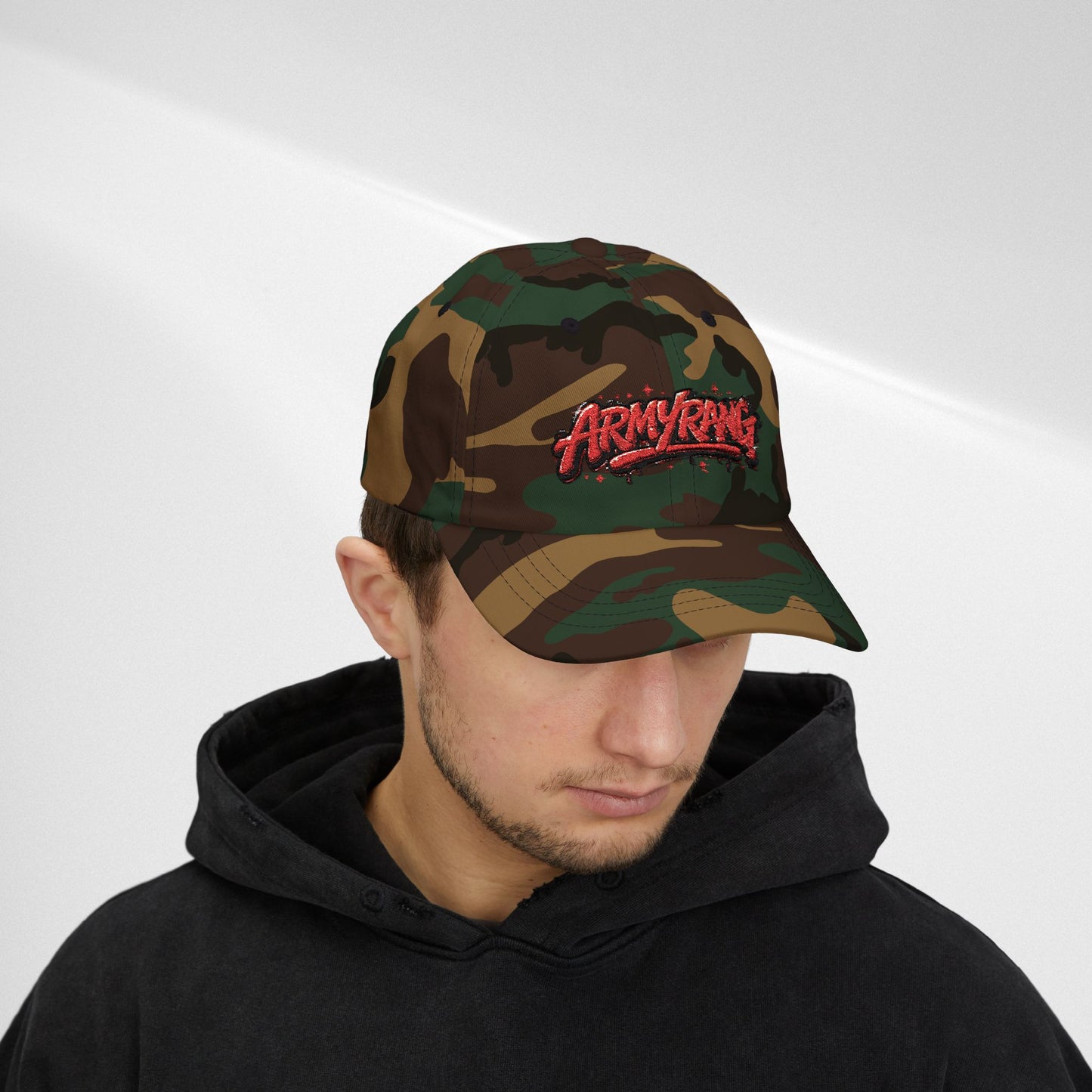 Dad Cap - Red Graffiti "ARMYRANG" Embroidered Baseball Hat
