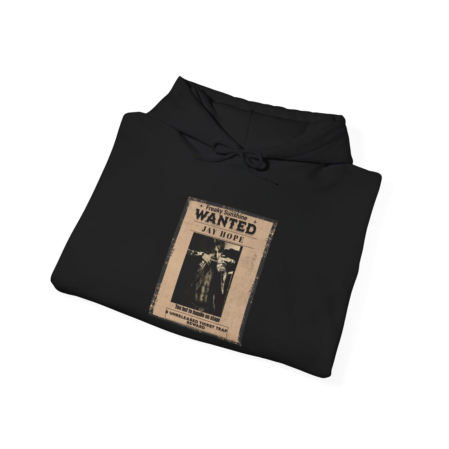 Hoodie - Vintage JHOPE 'WANTED' Poster Graphic Hooded Sweatshirt