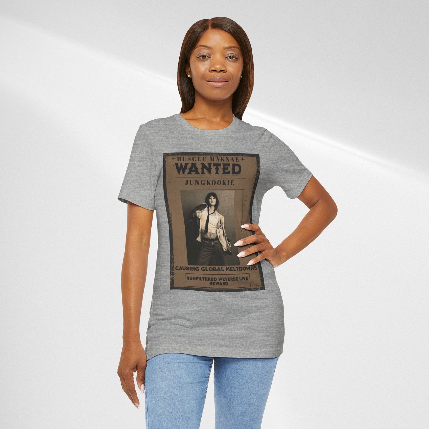 Wanted Poster Tee — 'Jungkook: Causing Global Meltdowns' Vintage K-Pop T-Shirt