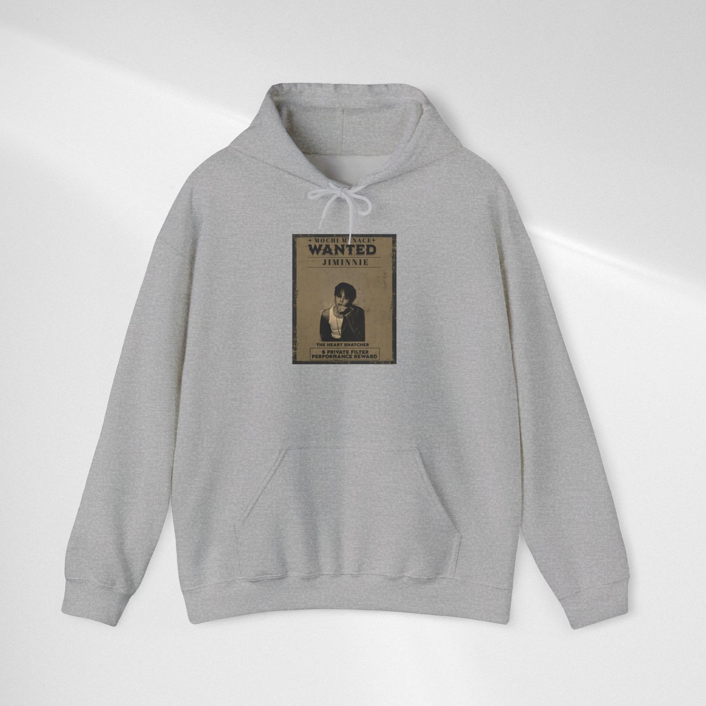 JIMIN Wanted Poster Hoodie — Vintage Photo "Wanted" Graphic Sweatshirt