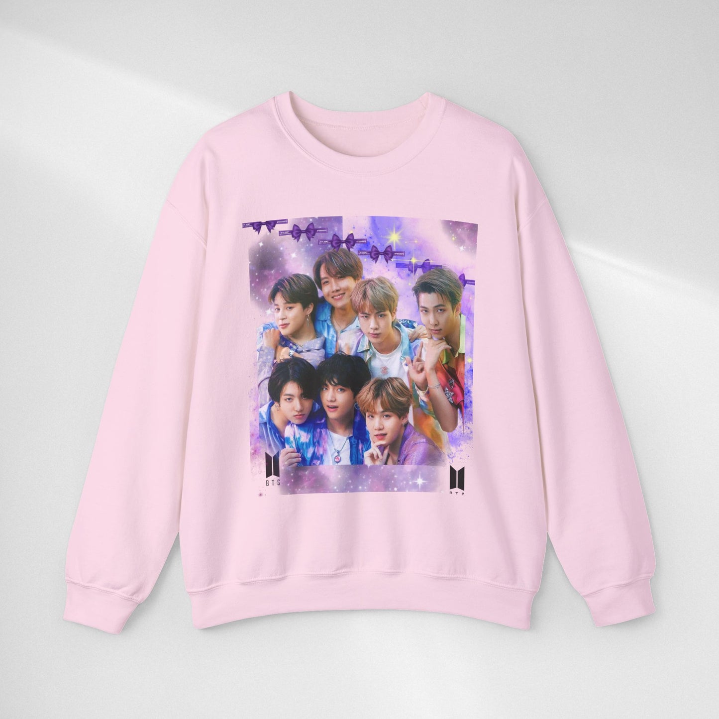 BTS Group Photo Crewneck Sweatshirt — Purple Fan Art Print