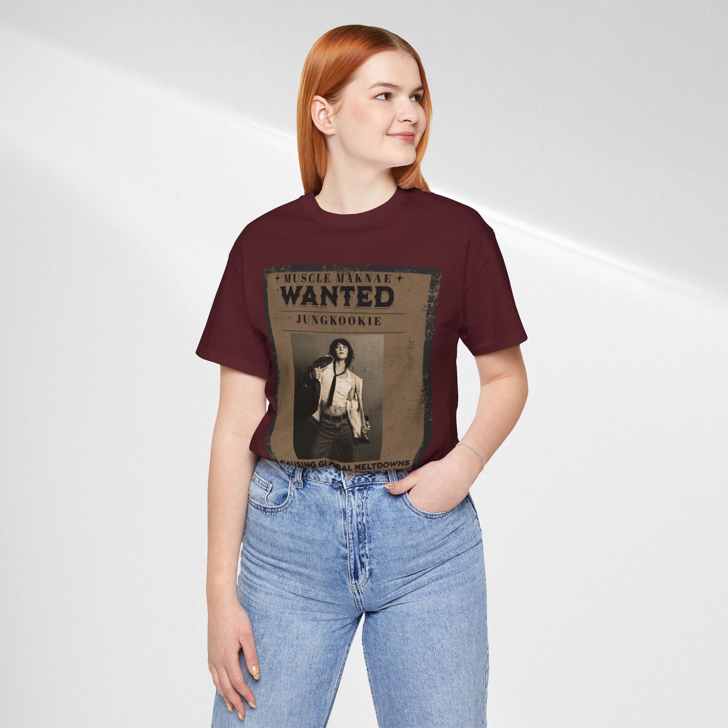 Wanted Poster Tee — 'Jungkook: Causing Global Meltdowns' Vintage K-Pop T-Shirt