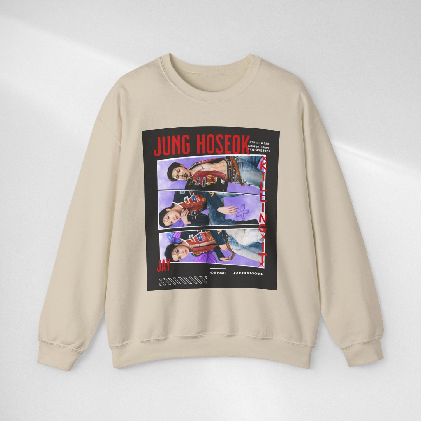 Photo Collage Crewneck Sweatshirt — 'JUNG HOSEOK' Graphic Pullover