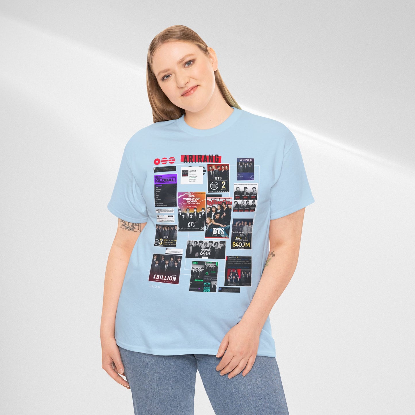 BTS ARIRANG Collage Tee — Iconic Albums & Milestones Graphic T-Shirt