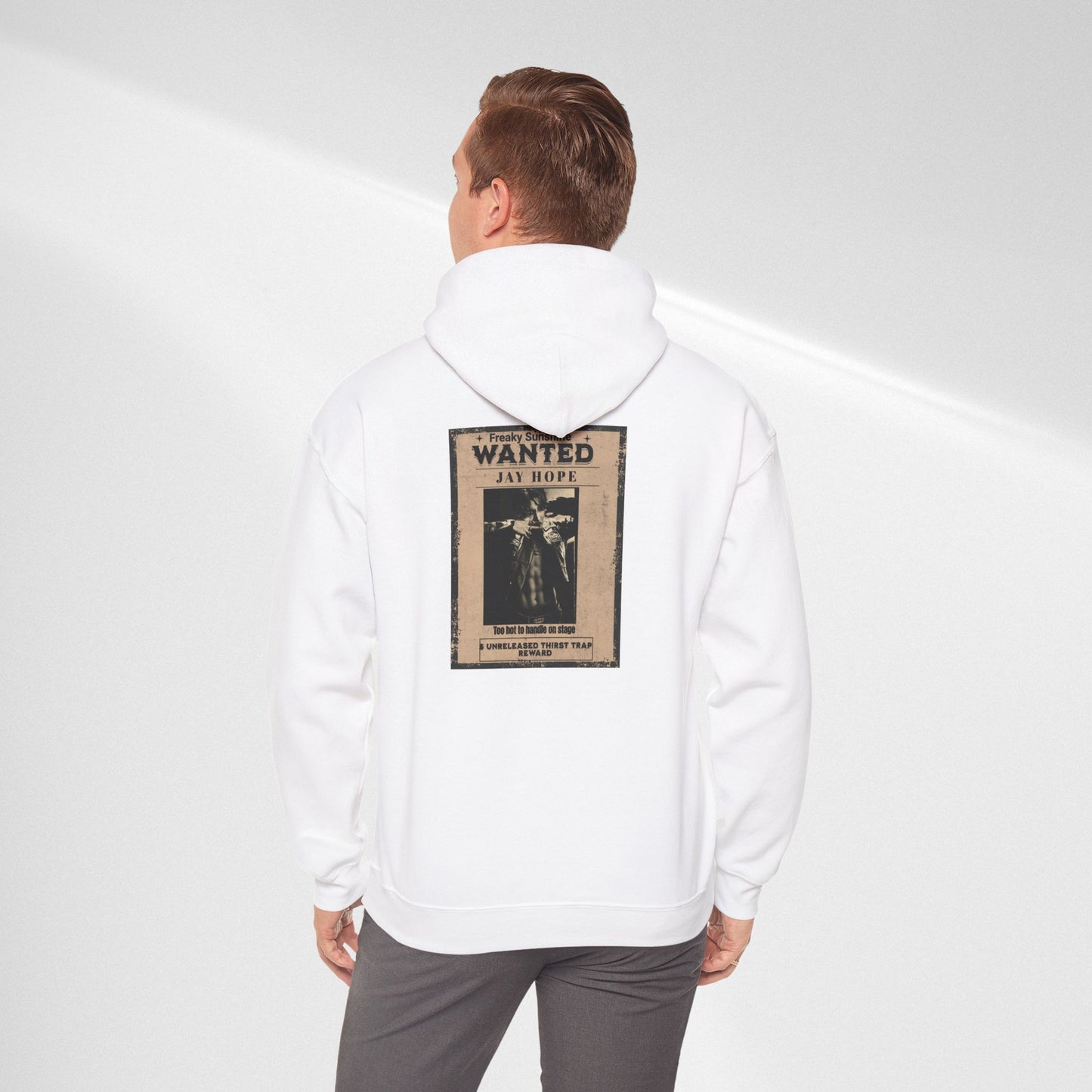 Hoodie - Vintage JHOPE 'WANTED' Poster Graphic Hooded Sweatshirt