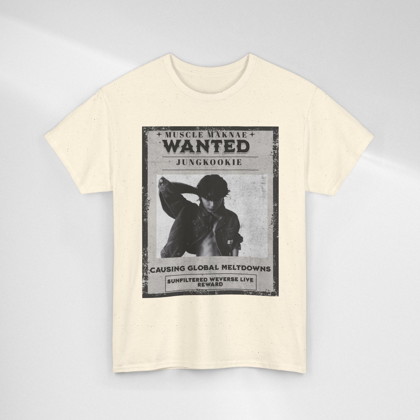 Wanted Poster T-Shirt — "Jungkookie" Vintage K-Pop Graphic Tee