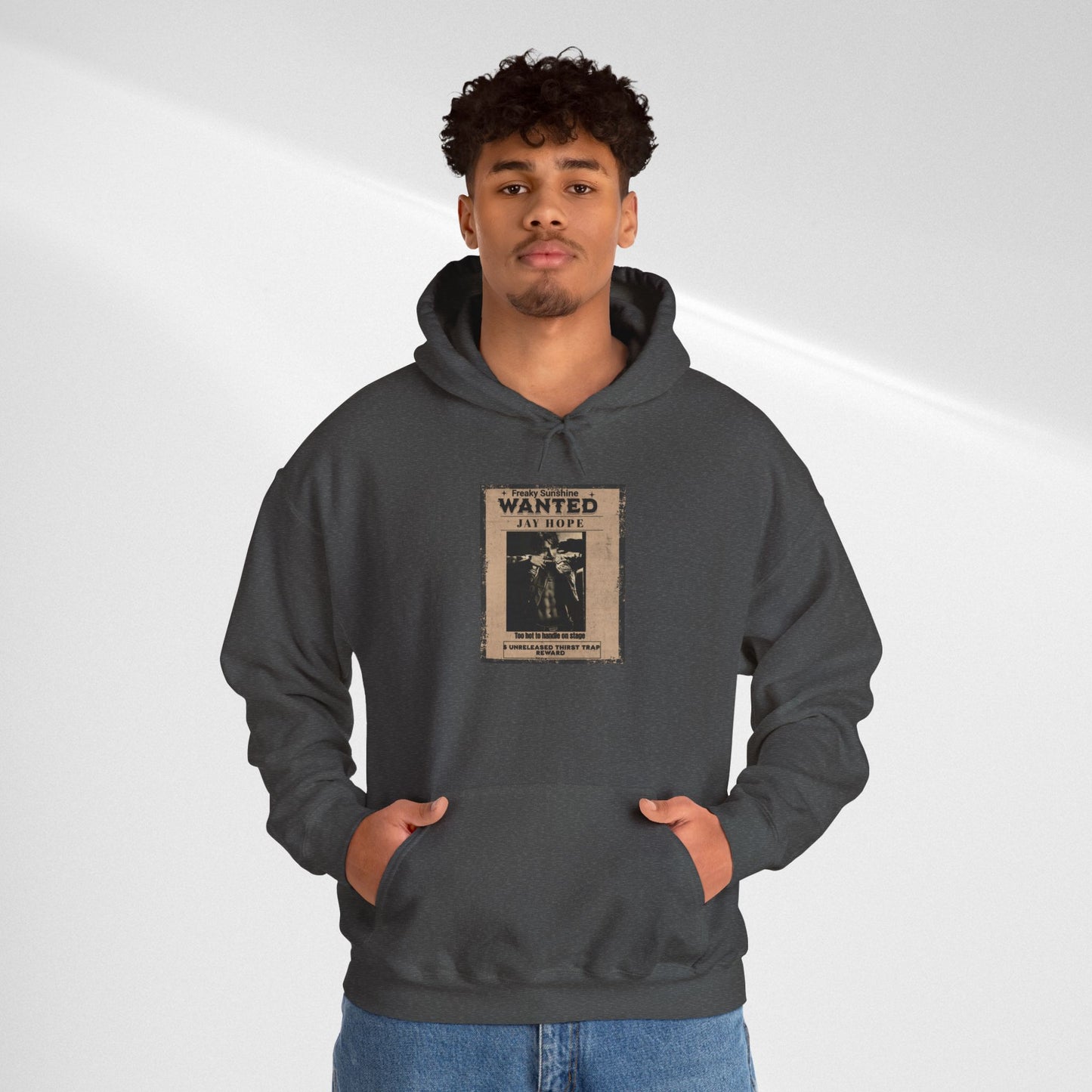 Hoodie - Vintage JHOPE 'WANTED' Poster Graphic Hooded Sweatshirt
