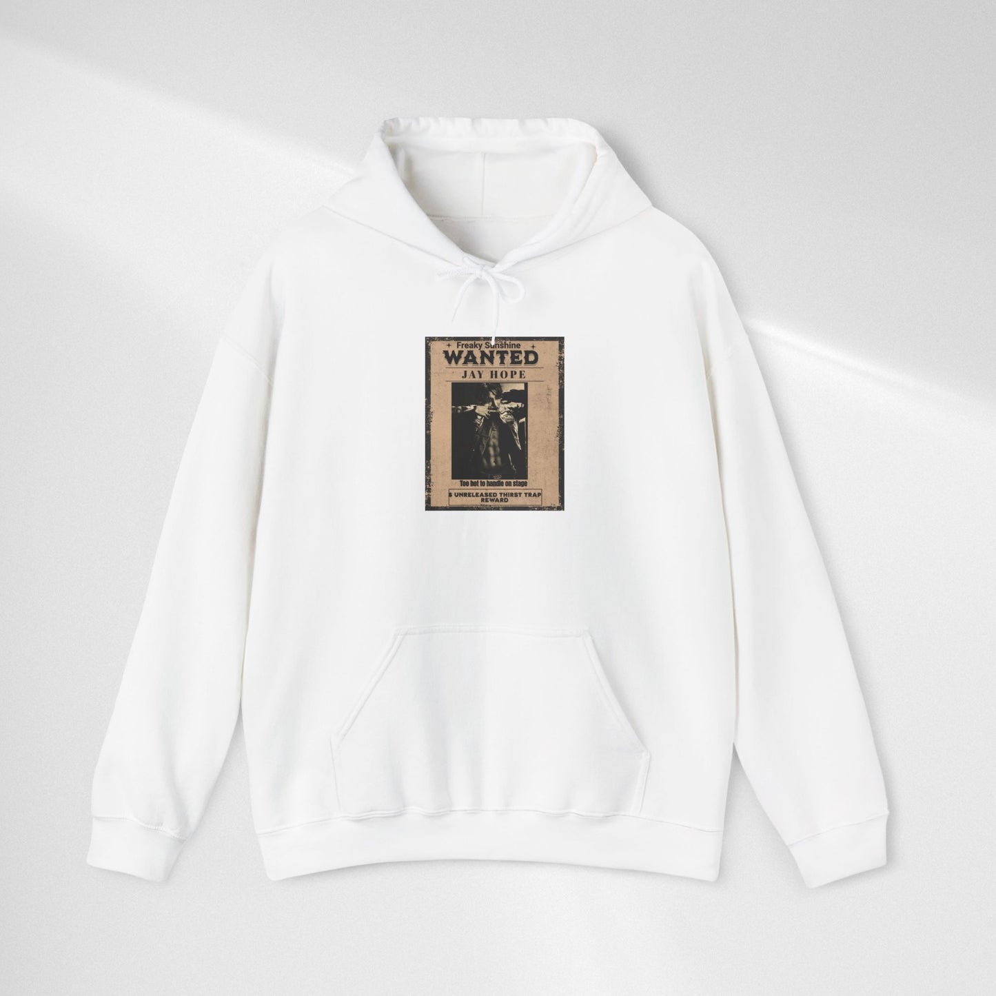 Hoodie - Vintage JHOPE 'WANTED' Poster Graphic Hooded Sweatshirt