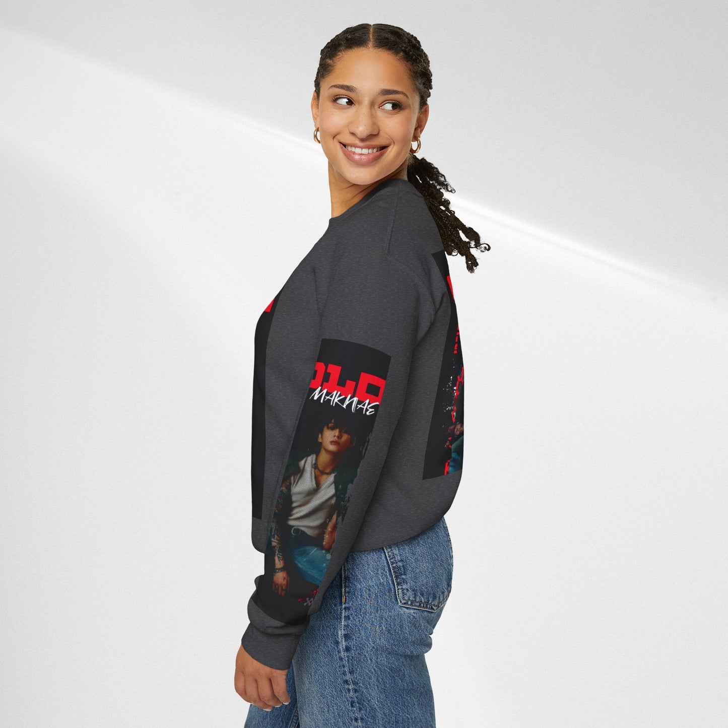 JK Golden Making Crewneck Sweatshirt — Retro K-Pop Photo Graphic