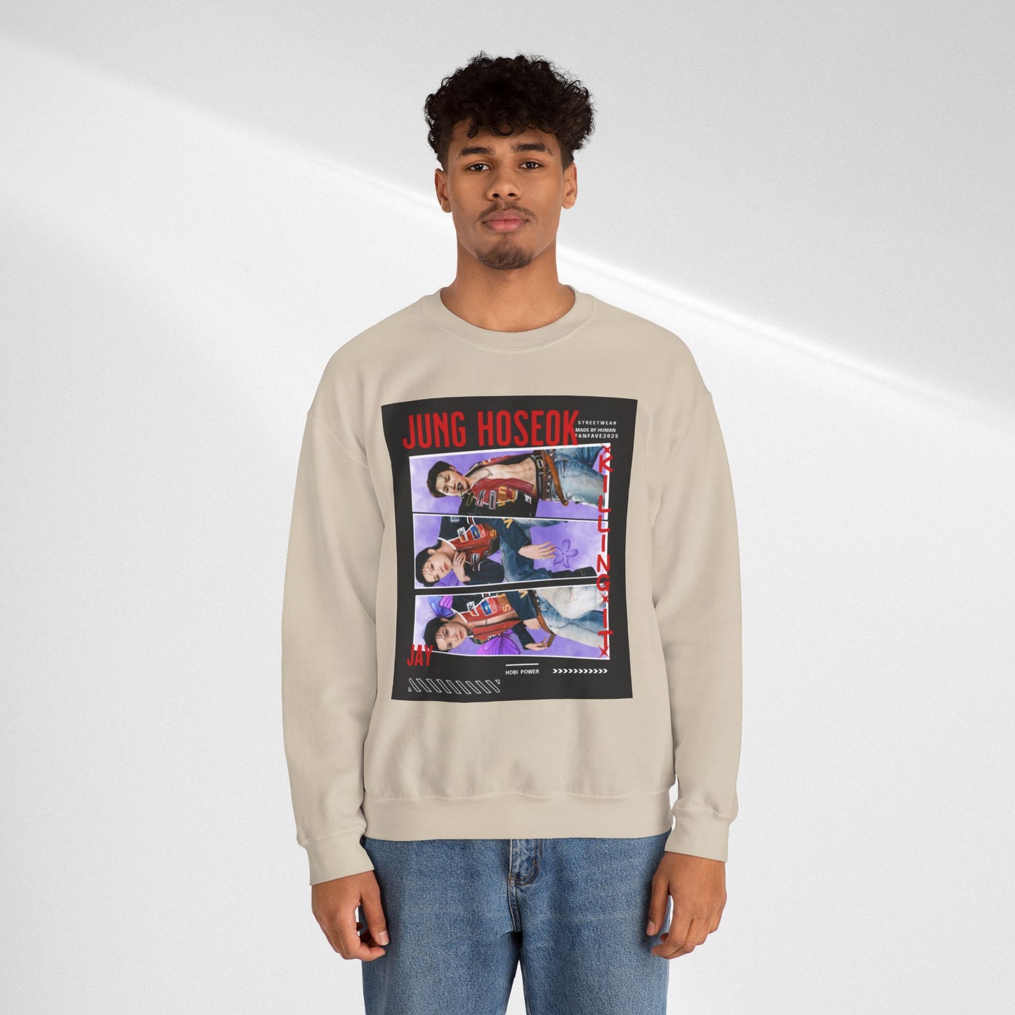 Photo Collage Crewneck Sweatshirt — 'JUNG HOSEOK' Graphic Pullover