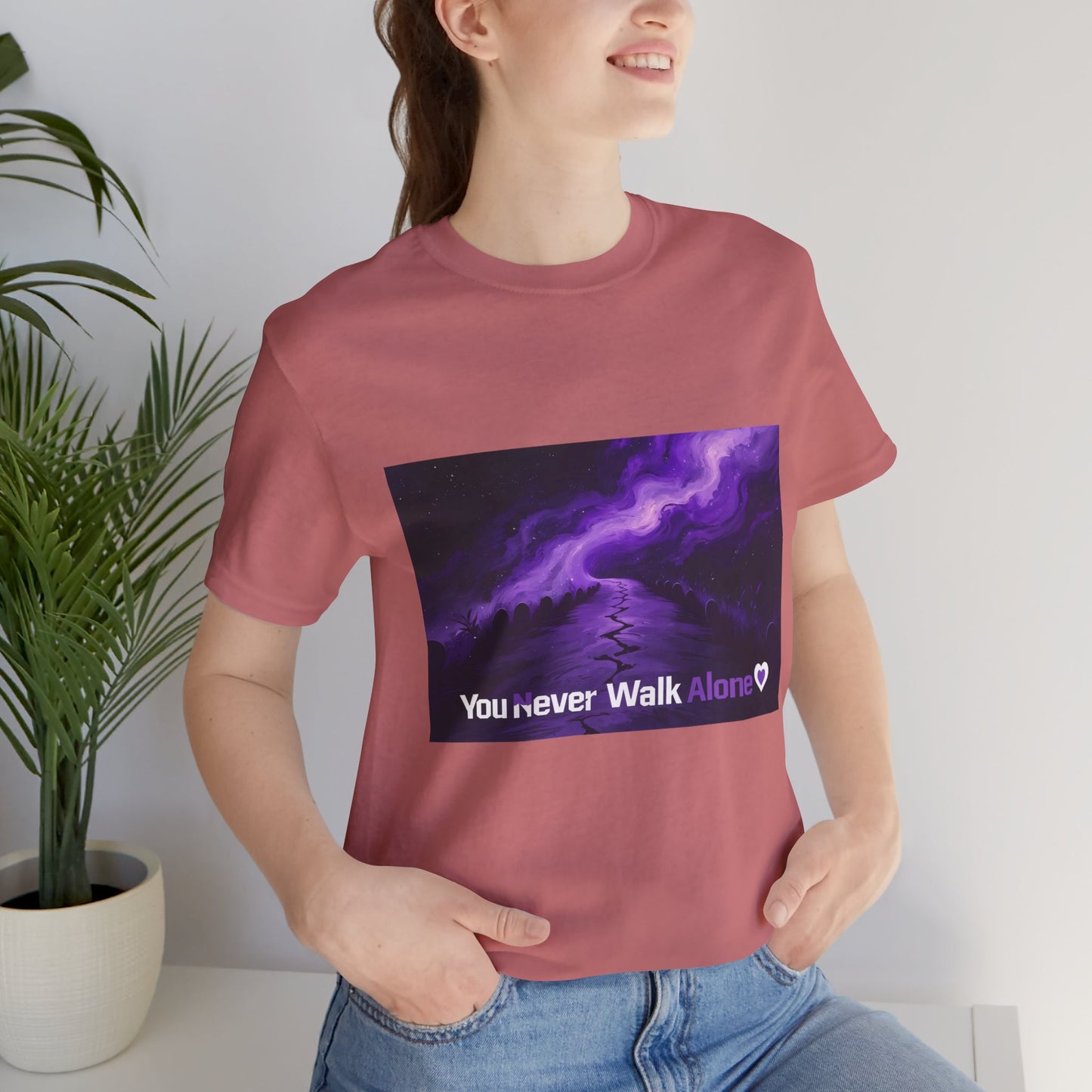 You Never Walk Alone Tee — Purple Night Stairway Graphic T‑Shirt