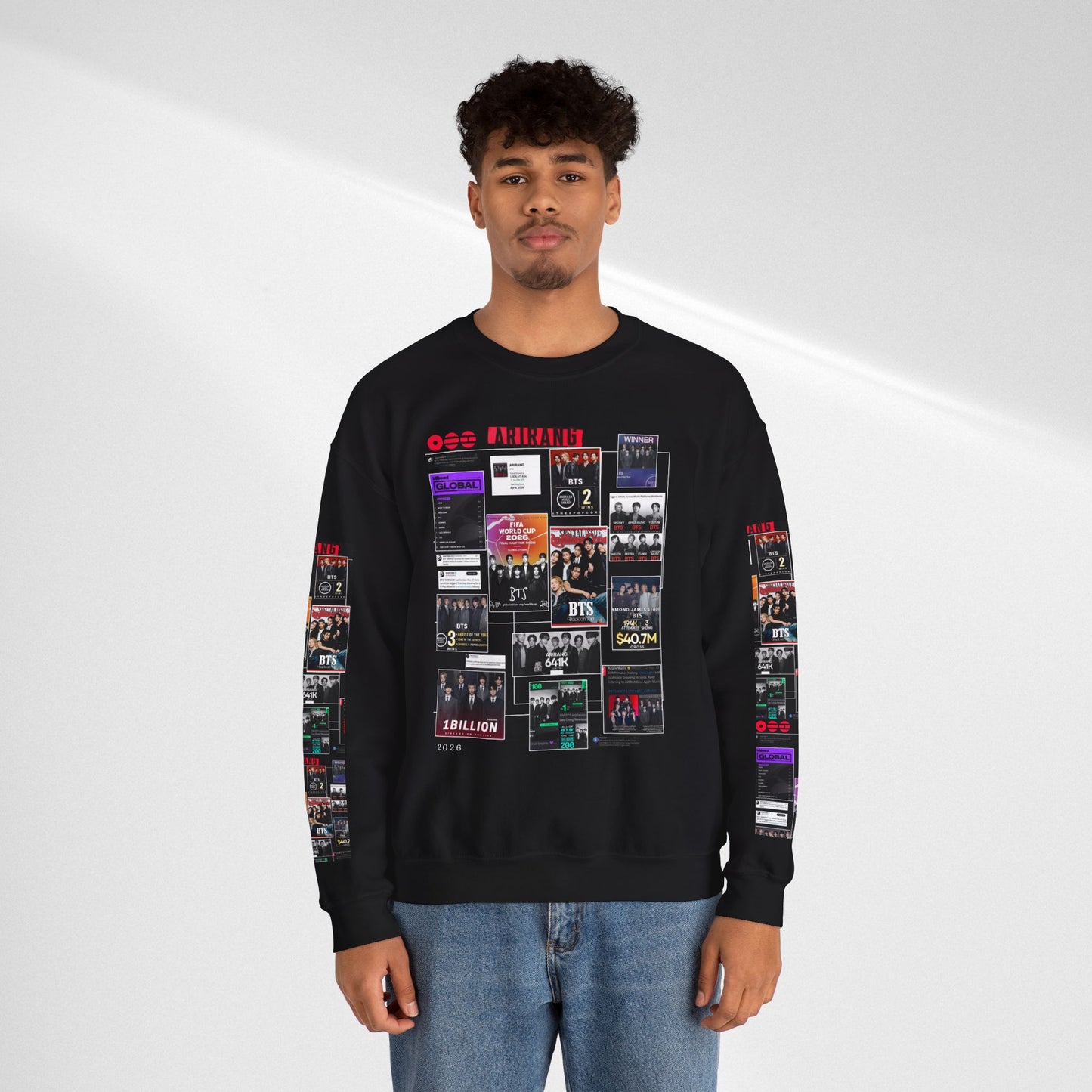 Crewneck Sweatshirt — BTS ARIRANG Collage Graphic Crewneck (Album Posters & Tour Art)
