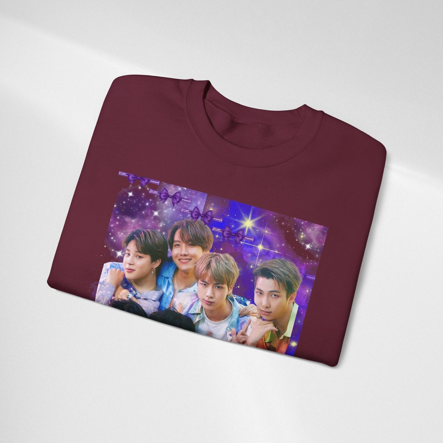 BTS Group Photo Crewneck Sweatshirt — Purple Fan Art Print