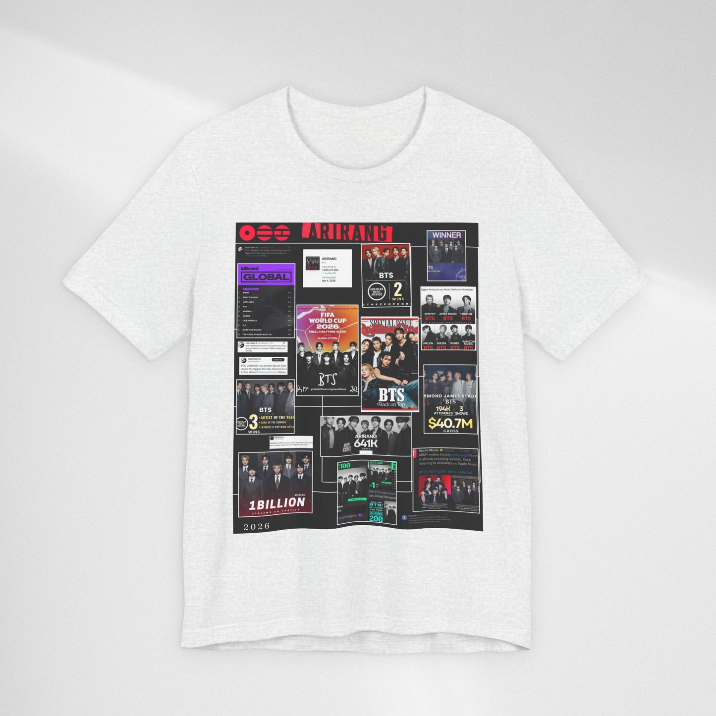 BTS  ARIRANG Collage Graphic Tee — K‑Pop Fan Tribute Shirt