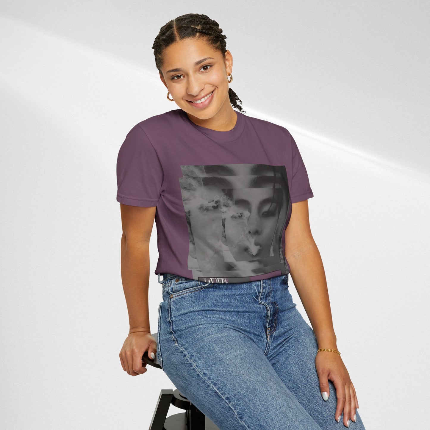 V Graphic Tee — Noir Glitch Portrait T-Shirt