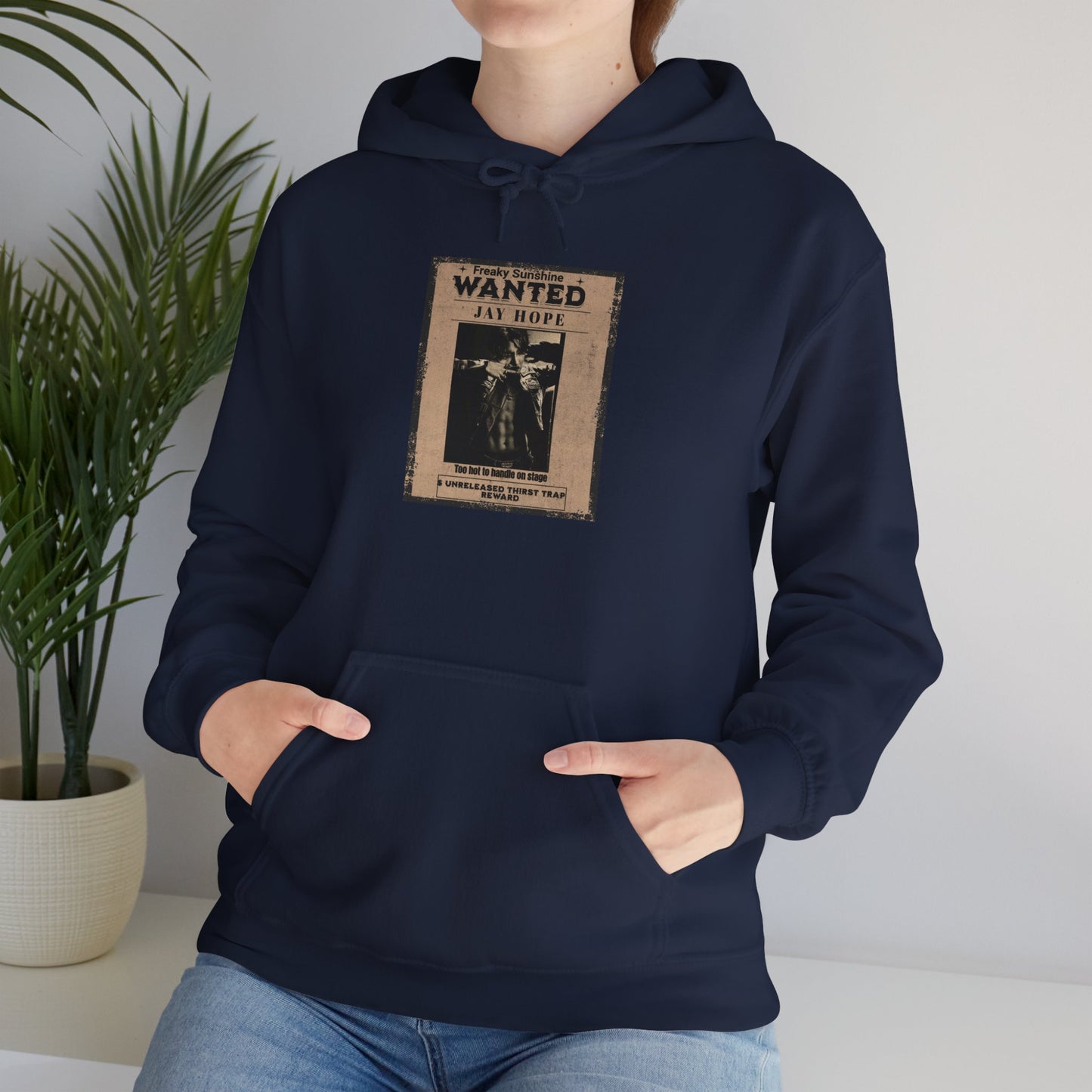 Hoodie - Vintage JHOPE 'WANTED' Poster Graphic Hooded Sweatshirt
