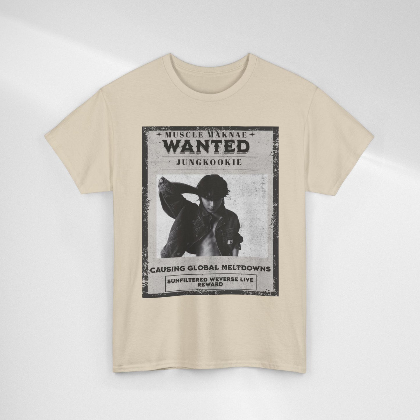 Wanted Poster T-Shirt — "Jungkookie" Vintage K-Pop Graphic Tee