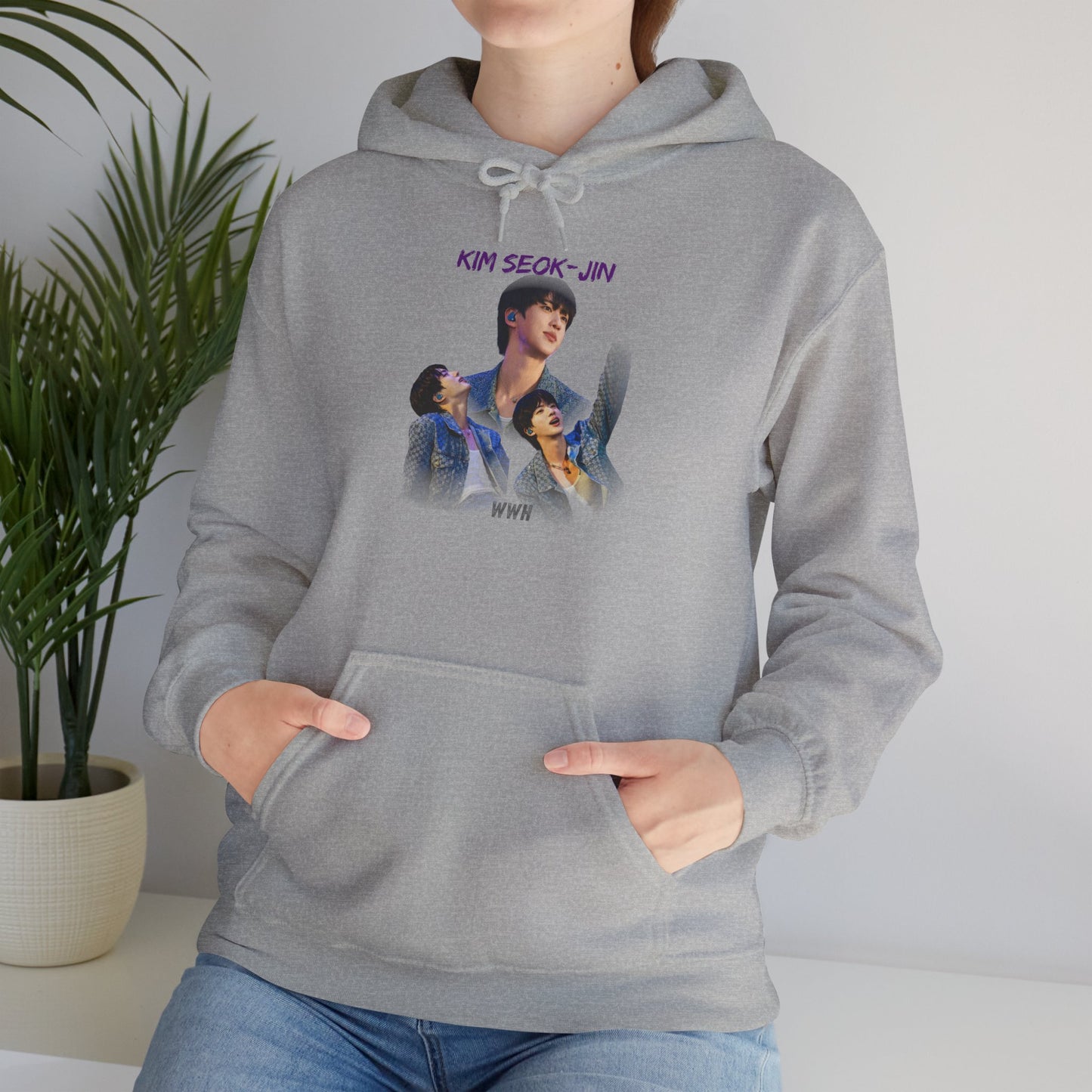 JIN Graphic Hoodie — Artistic Three-Image Portrait Design