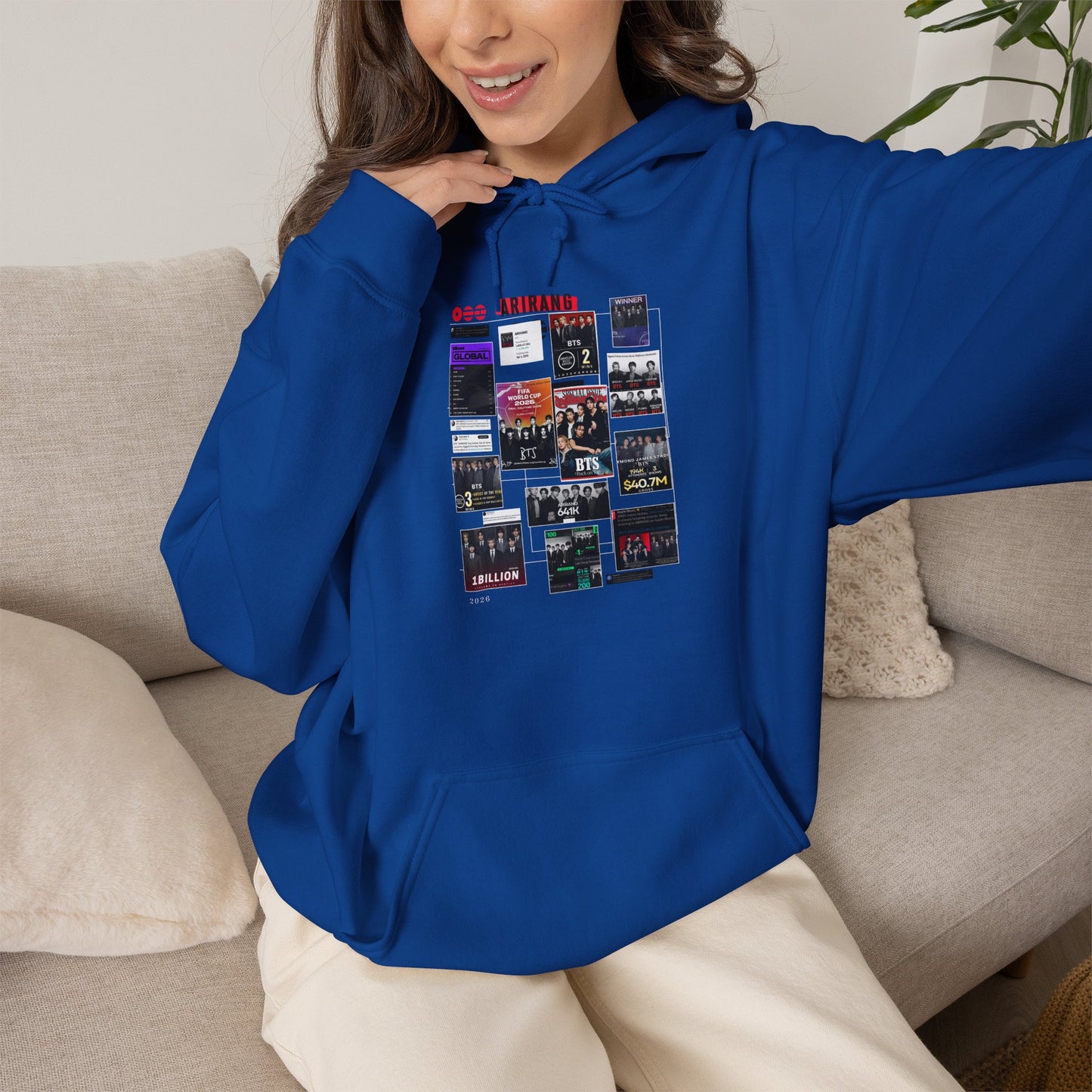 BTS ARIRANG Band Poster Collage Hoodie — Vintage Gig Tour Graphic Sweatshirt