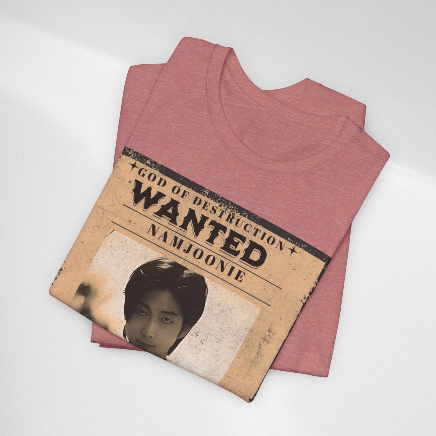 T-Shirt — Vintage 'Wanted: Namjoonie' Photo Tee (K-Pop Fan Poster Style)