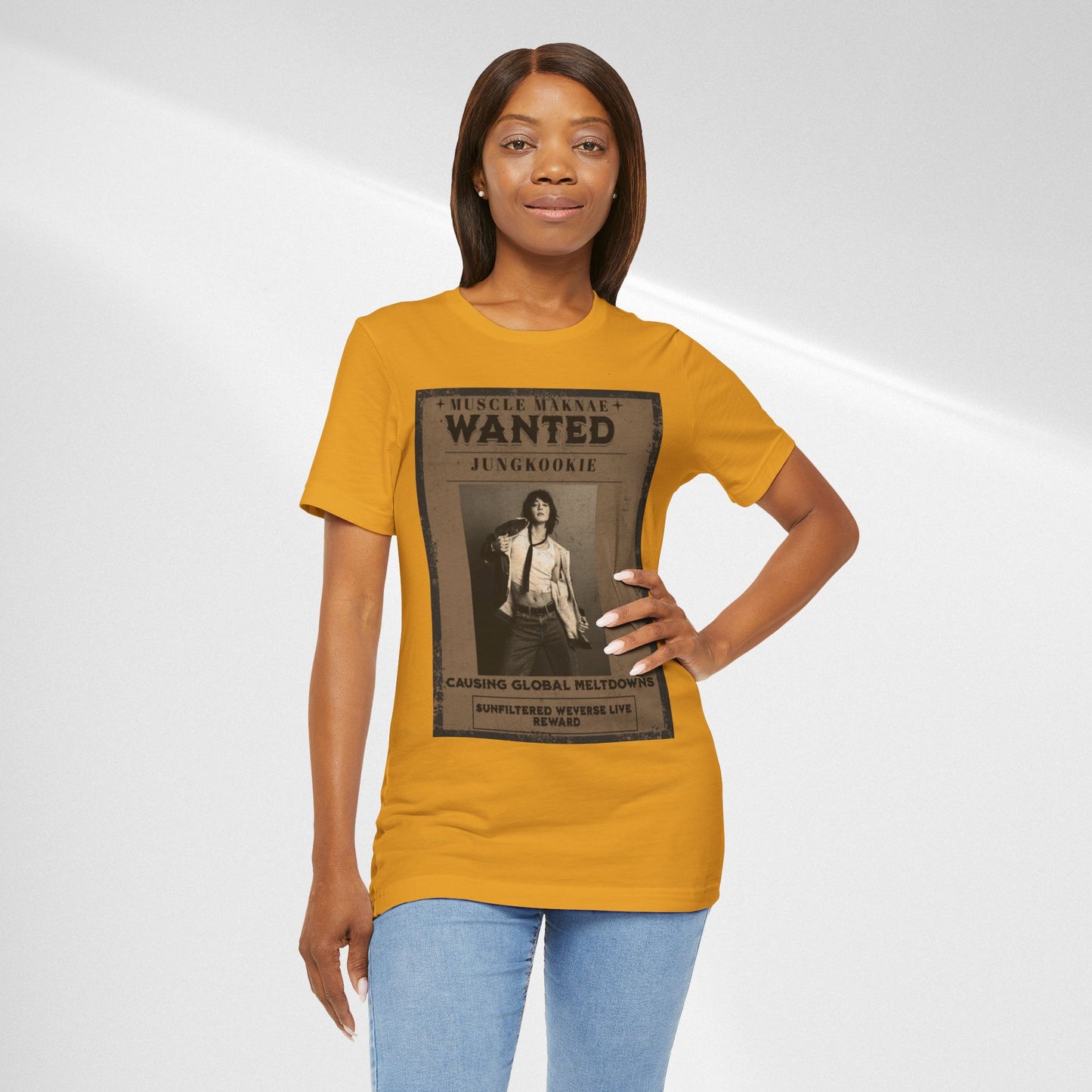 Wanted Poster Tee — 'Jungkook: Causing Global Meltdowns' Vintage K-Pop T-Shirt