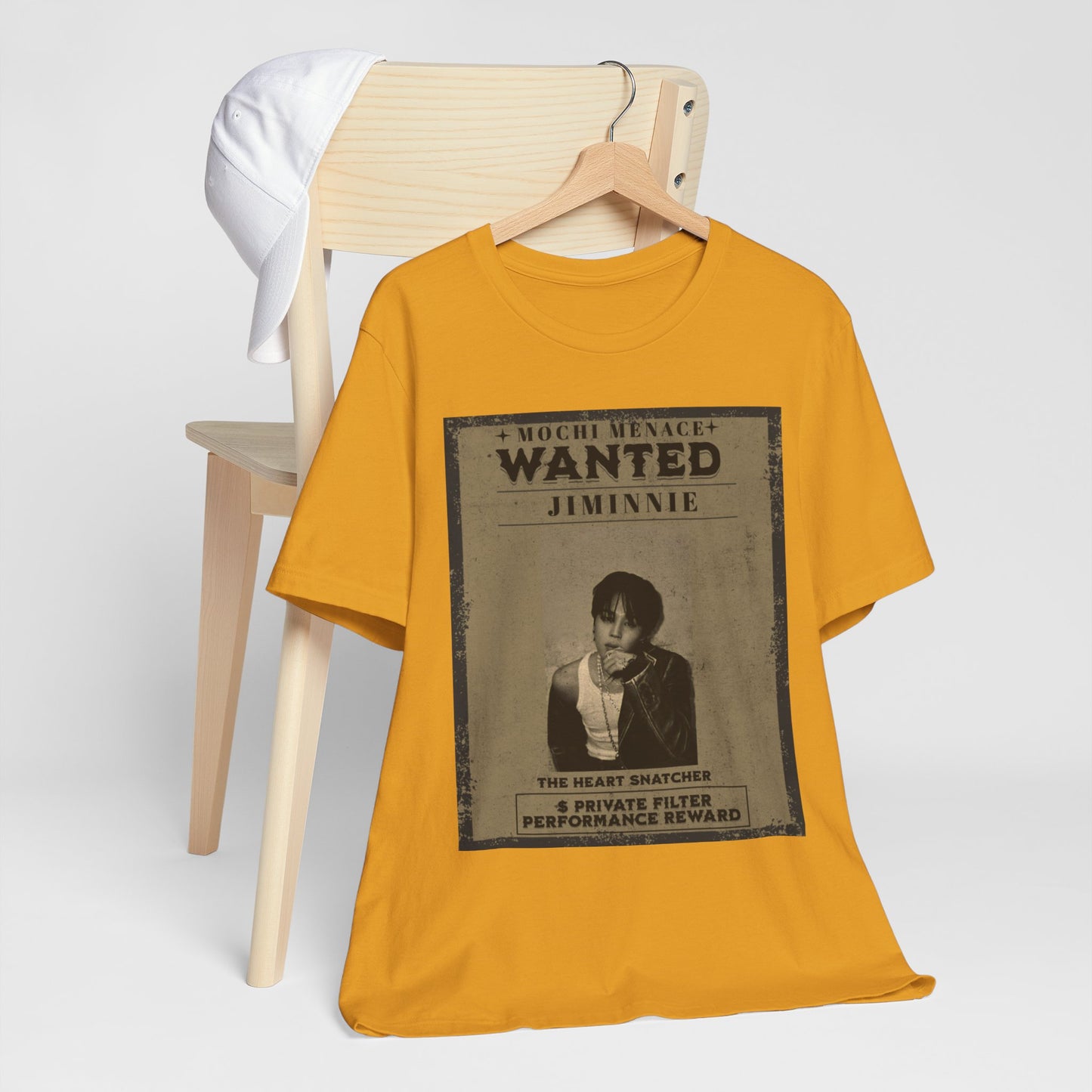 JIMIN Wanted Poster Graphic Tee — 'Mischief Menace' Vintage Style