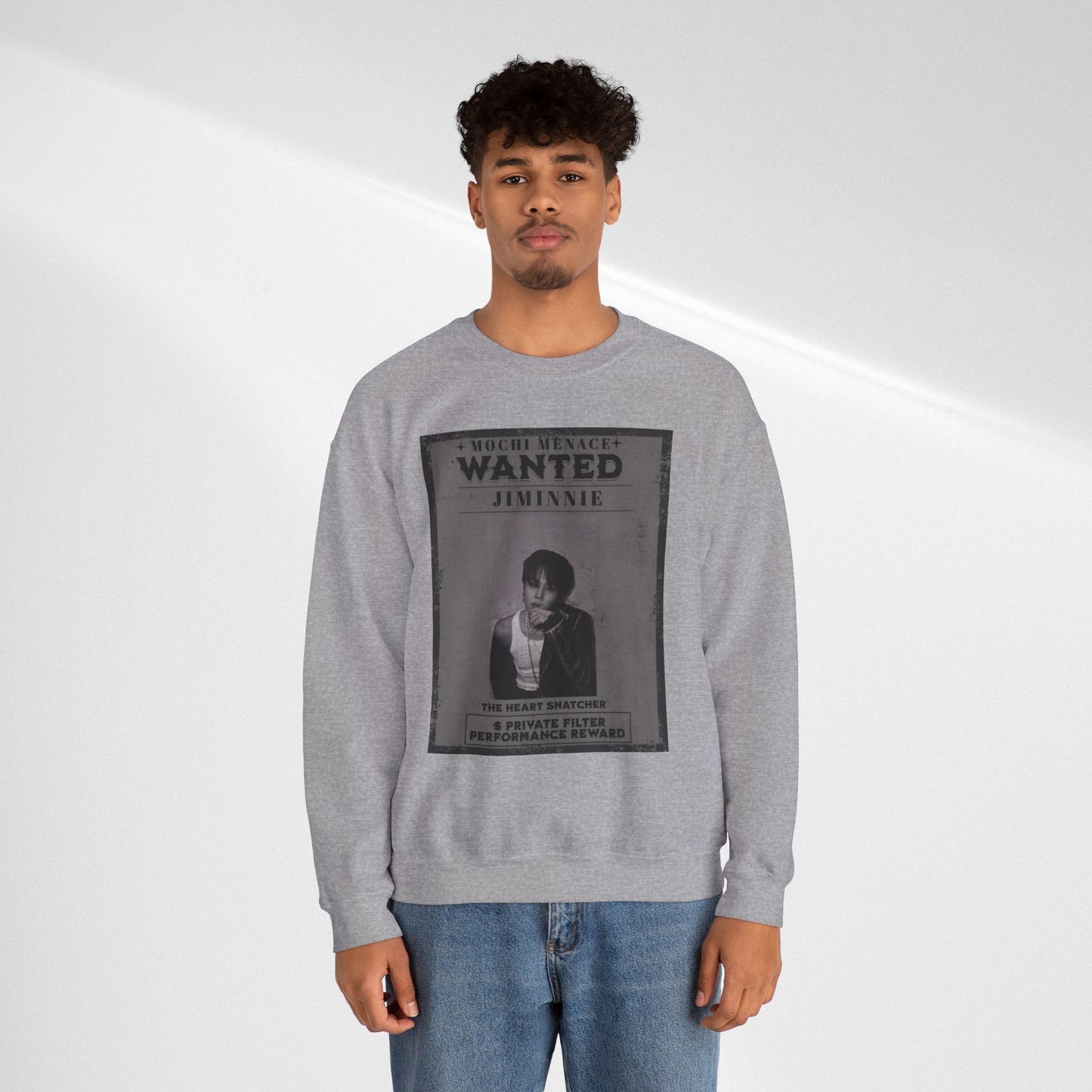 Wanted Poster Crewneck Sweatshirt – 'Wanted Jiminie' Vintage K-Pop Graphic