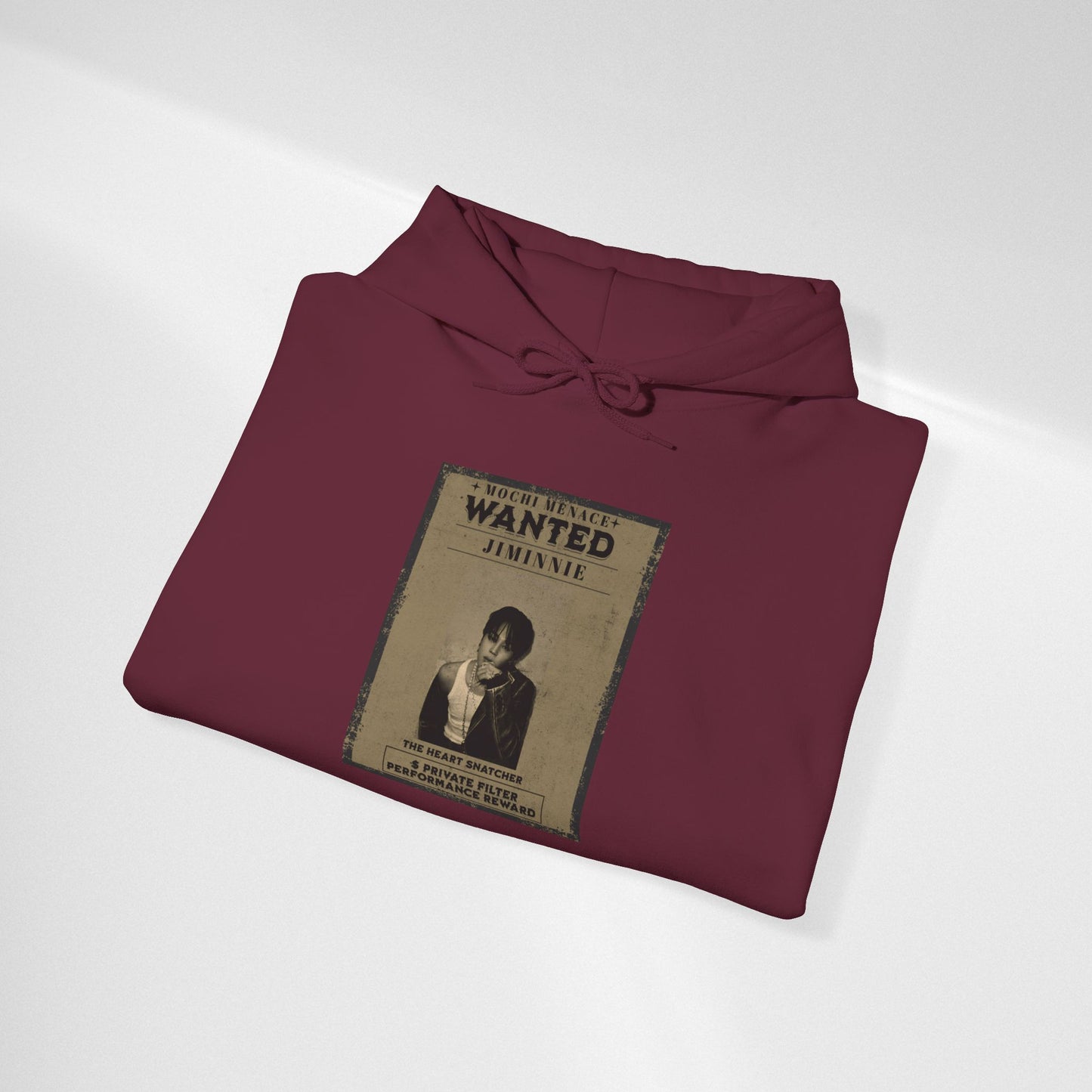 JIMIN Wanted Poster Hoodie — Vintage Photo "Wanted" Graphic Sweatshirt