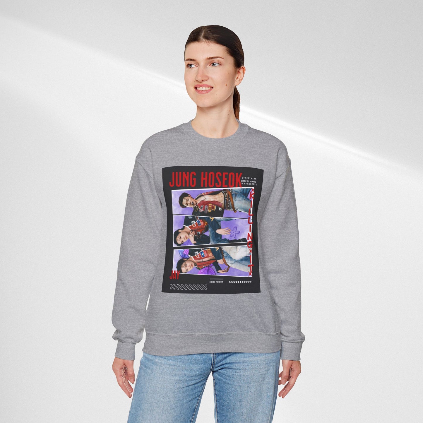 Photo Collage Crewneck Sweatshirt — 'JUNG HOSEOK' Graphic Pullover
