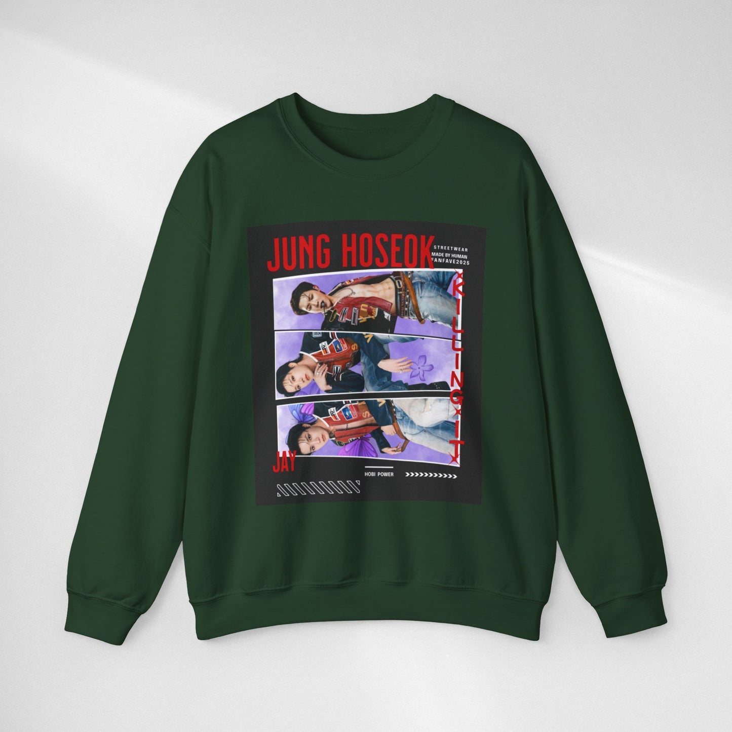 Photo Collage Crewneck Sweatshirt — 'JUNG HOSEOK' Graphic Pullover